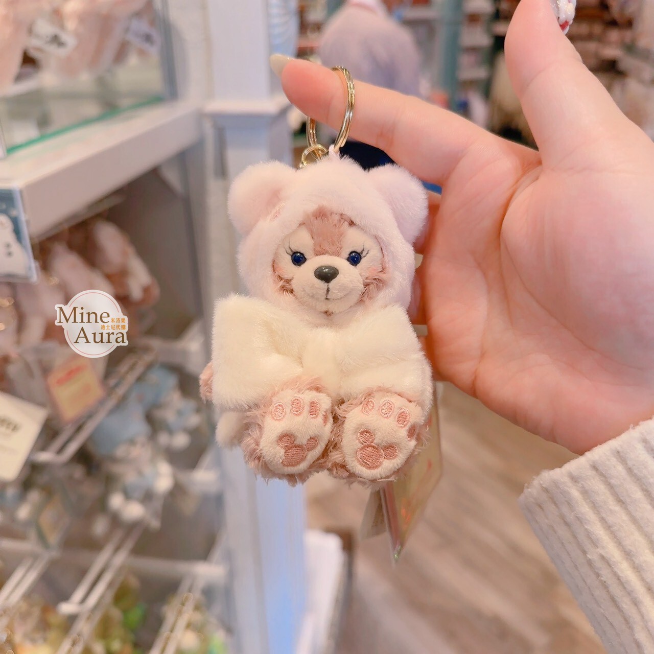 溫馨冬日 達菲 Duffy 與好友 雪莉玫 ShellieMay 絨毛 鑰匙圈 吊飾 -香港迪士尼樂園
