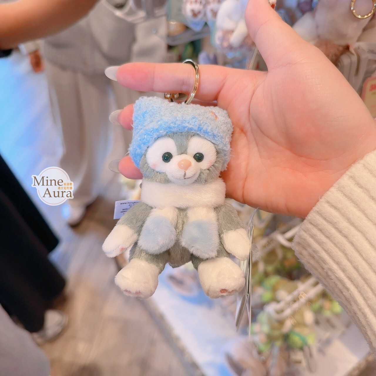 溫馨冬日 達菲 Duffy 與好友 傑拉托尼 畫家貓 Gelatoni 絨毛 鑰匙圈 吊飾 -香港迪士尼樂園