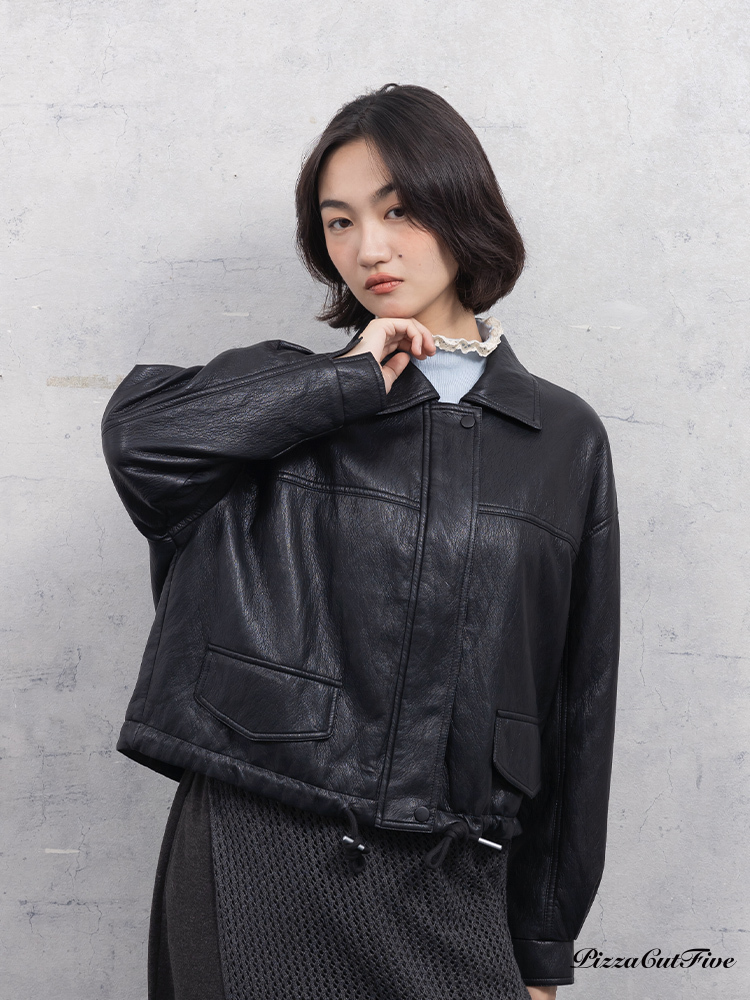 人造皮霧面抽繩外套 PizzaCutFive PCF253413011