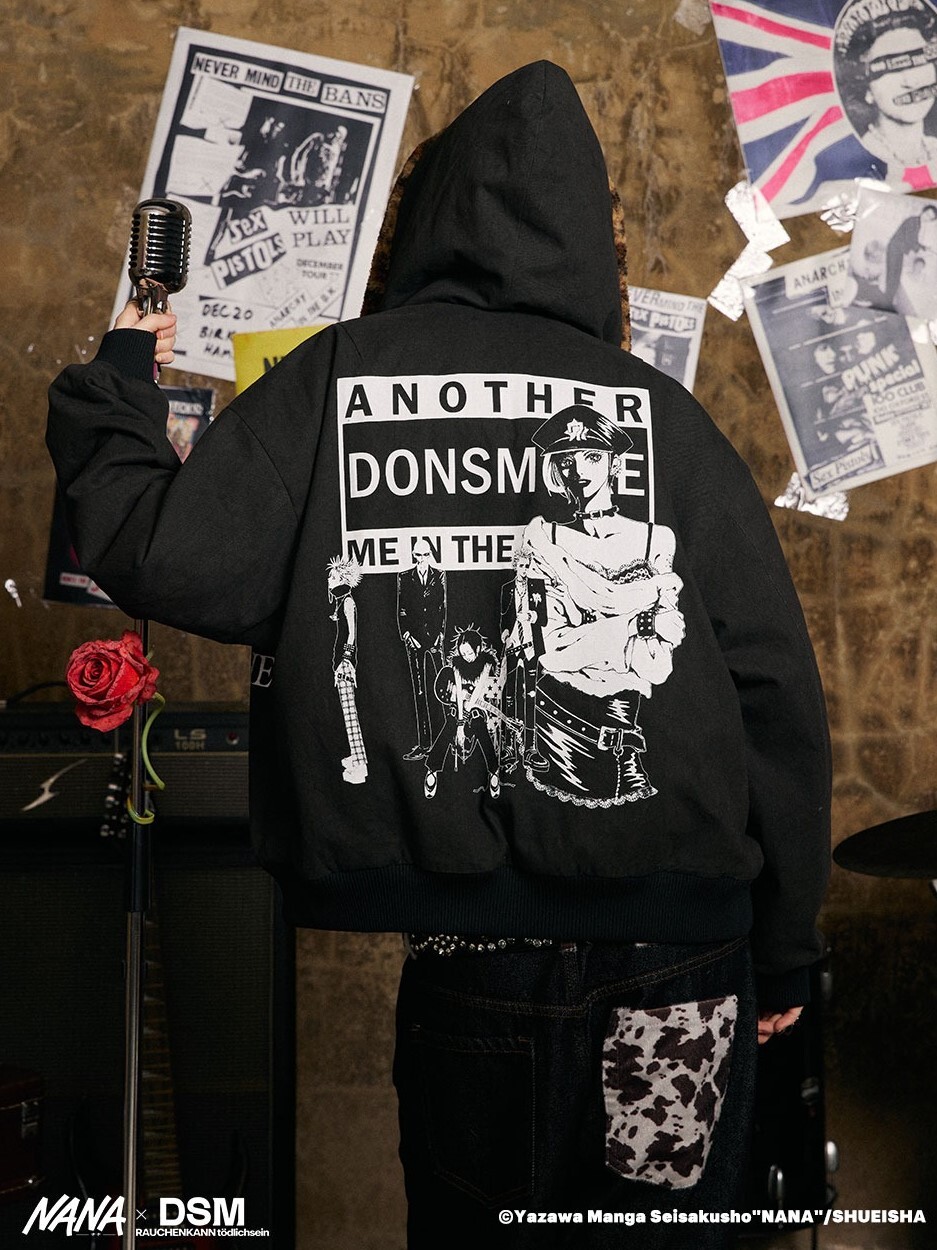 I DON‘T SMOKE X NANA  背後全員印花 豹紋毛絨加厚 寬鬆連帽 拉鍊外套  DONSMOKE