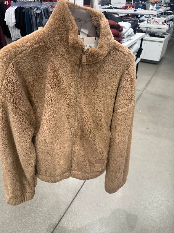 [U] CALVIN KLEIN TAN WOMEN'S ZIP-UP TEDDY JACKET SHERPA FLEECE MATERIAL, SP47615751-47A206G-200 (UZZ261)