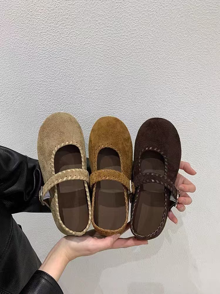 麂皮絨車線瑪麗珍單鞋(卡其35)