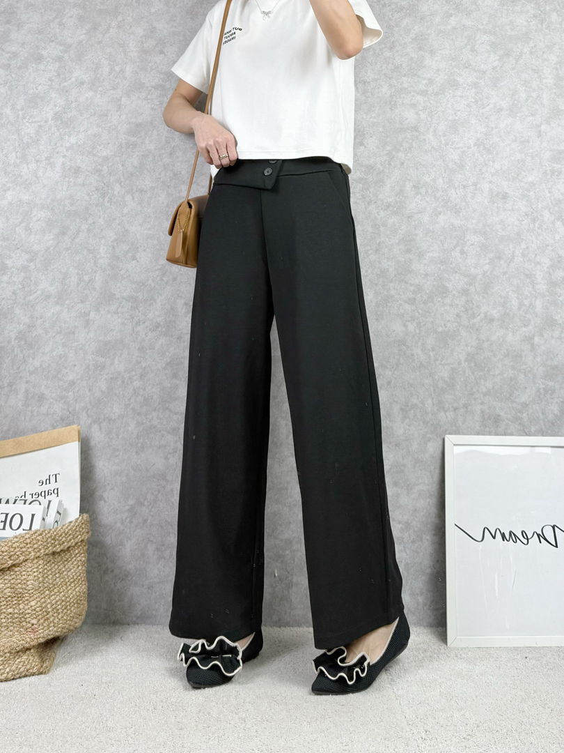 最吸睛的腰封造型★俐落顯瘦直筒寬褲