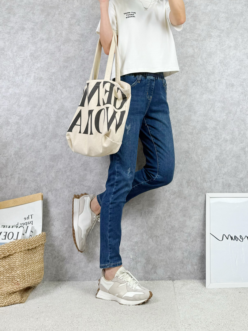 薄刷內磨毛不緊繃★貓抓刷破感休閒褲