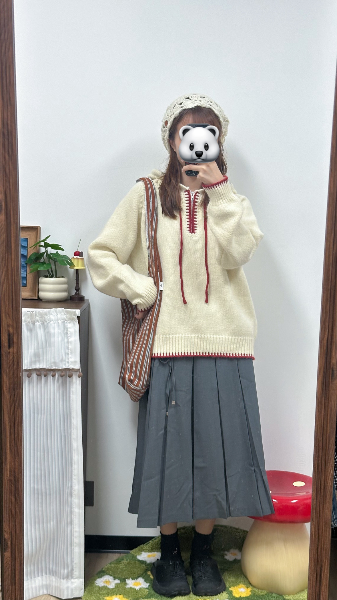 拼色拉鏈毛冷衛衣(米/橙/藍)