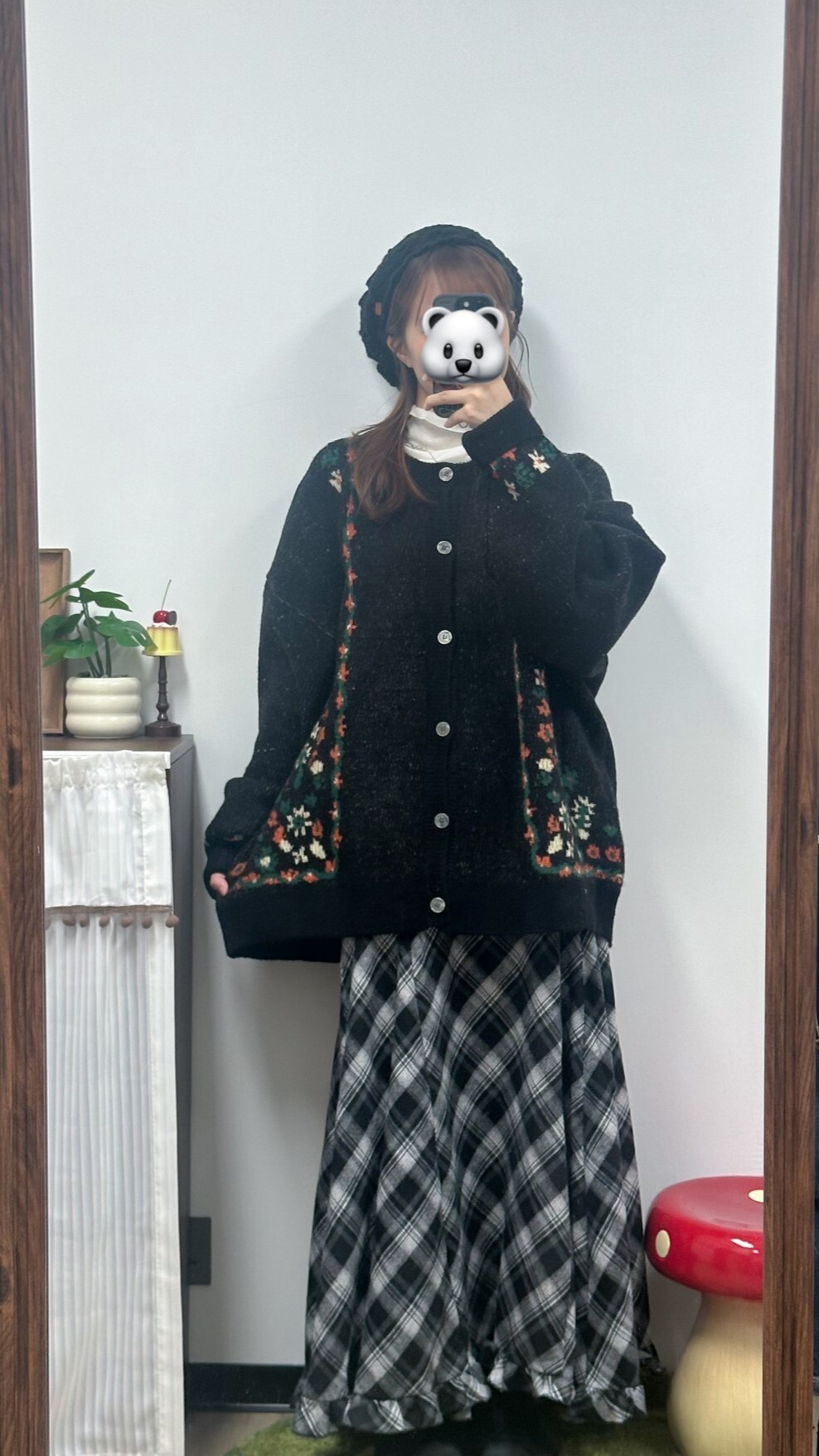 Ruffle尾格仔傘裙(黑/藍)