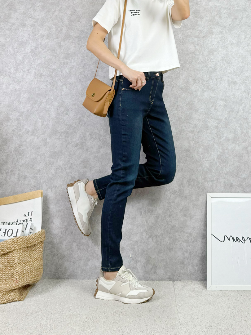 版型集中修飾腿線★超彈深色丹寧收腳褲