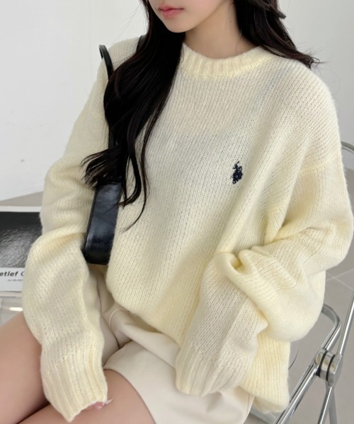 日本🇯🇵連線 U.S. POLO ASSN. 刺繡圓領毛絨針織衫 男女可穿 針織 針織衫 圓領 簡約 長袖 刺繡 5色(任買兩件711免運)/預購