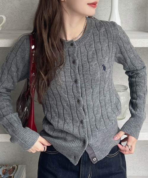 日本🇯🇵連線 U.S. POLO ASSN. 刺繡絞花針織排扣開襟衫 針織 針織衫 開襟衫 絞花 長袖 刺繡 7色(任買兩件711免運)/預購