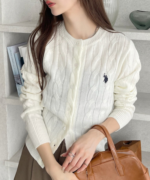 日本🇯🇵連線 U.S. POLO ASSN. 刺繡絞花針織排扣開襟衫 針織 針織衫 開襟衫 絞花 長袖 刺繡 7色(任買兩件711免運)/預購