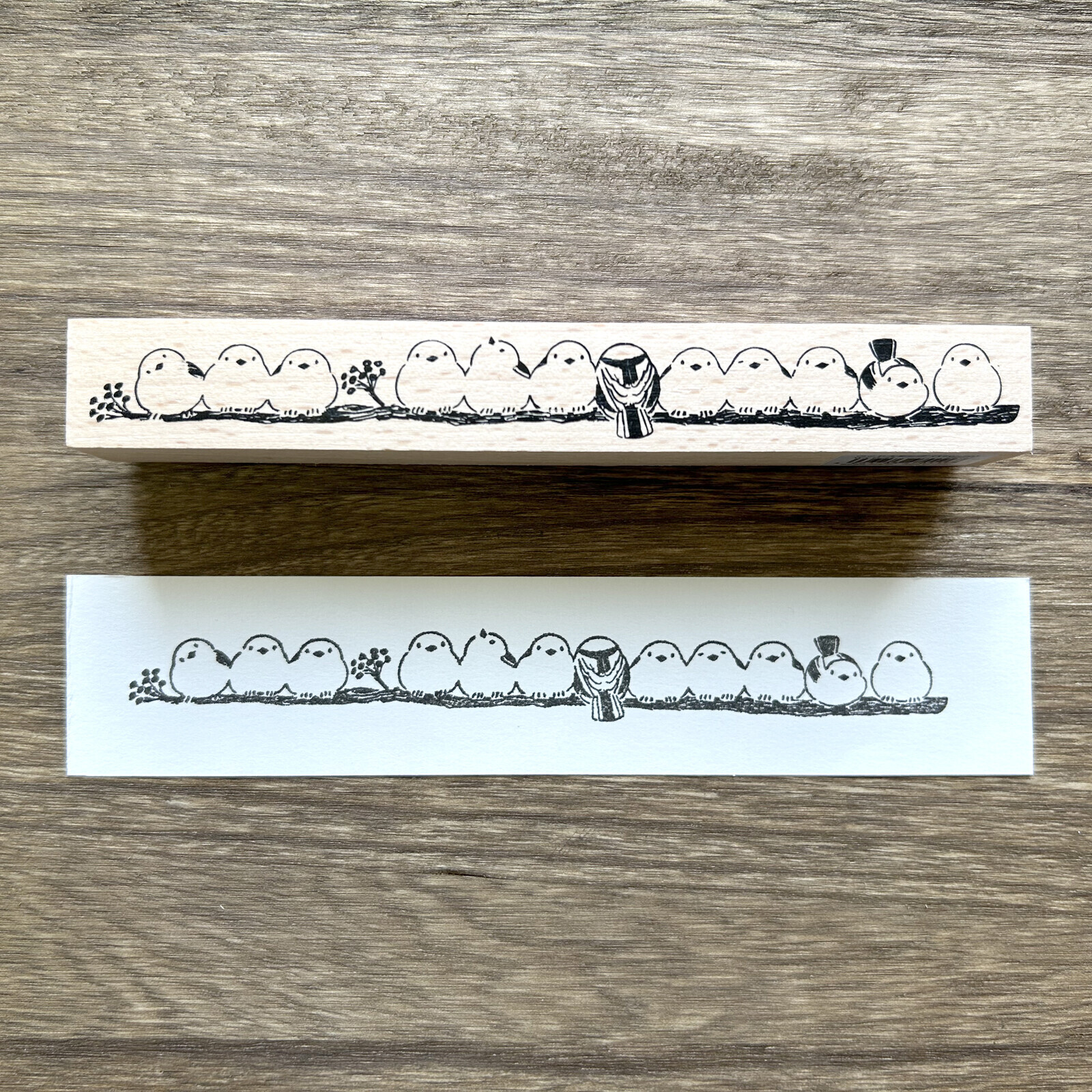 長尾山雀 長型 木製印章｜日本 ARTE