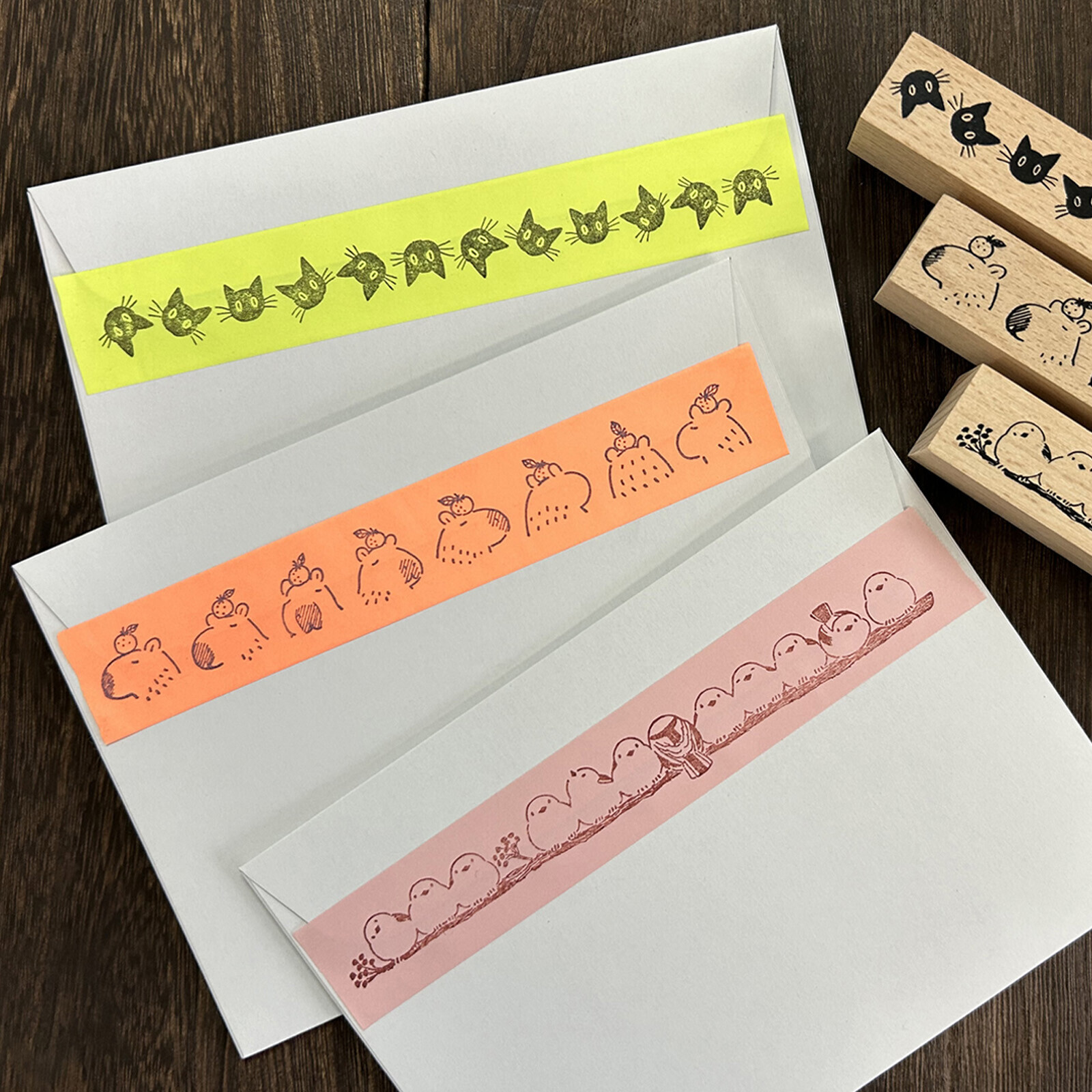 長尾山雀 長型 木製印章｜日本 ARTE