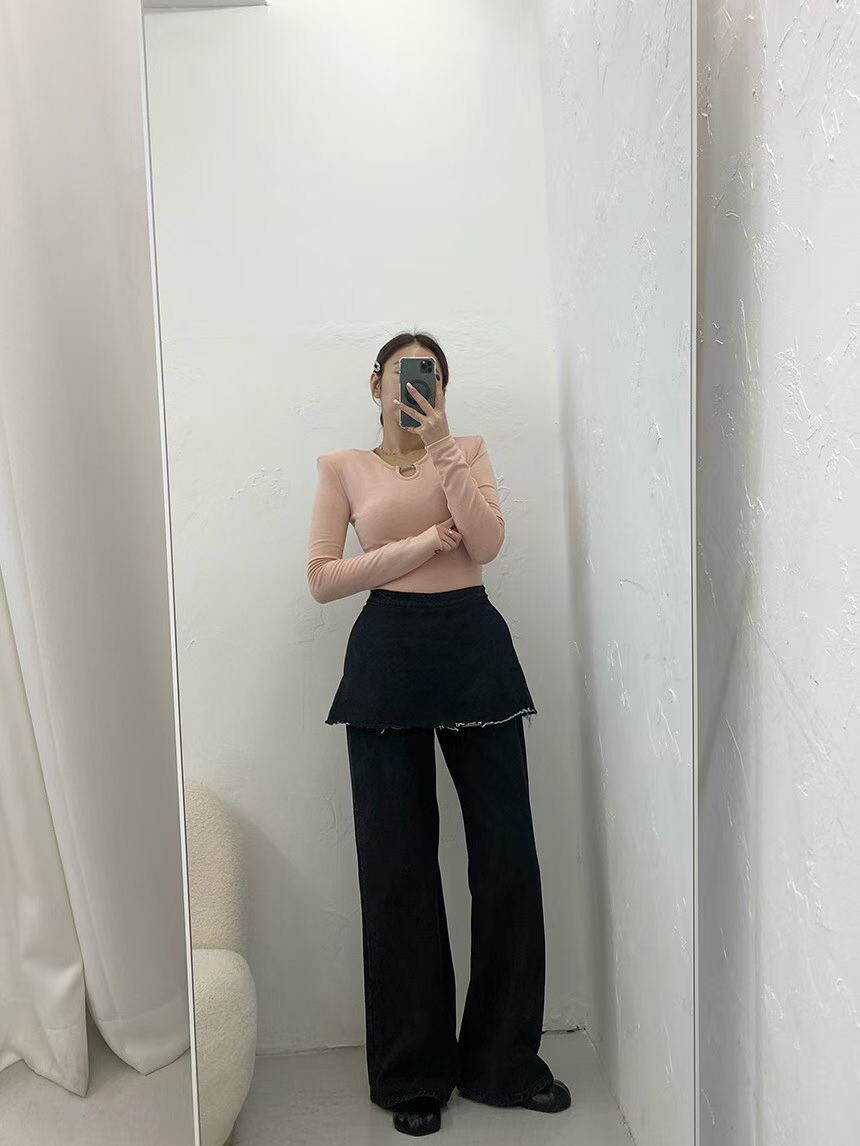 牛仔裙拼接長褲