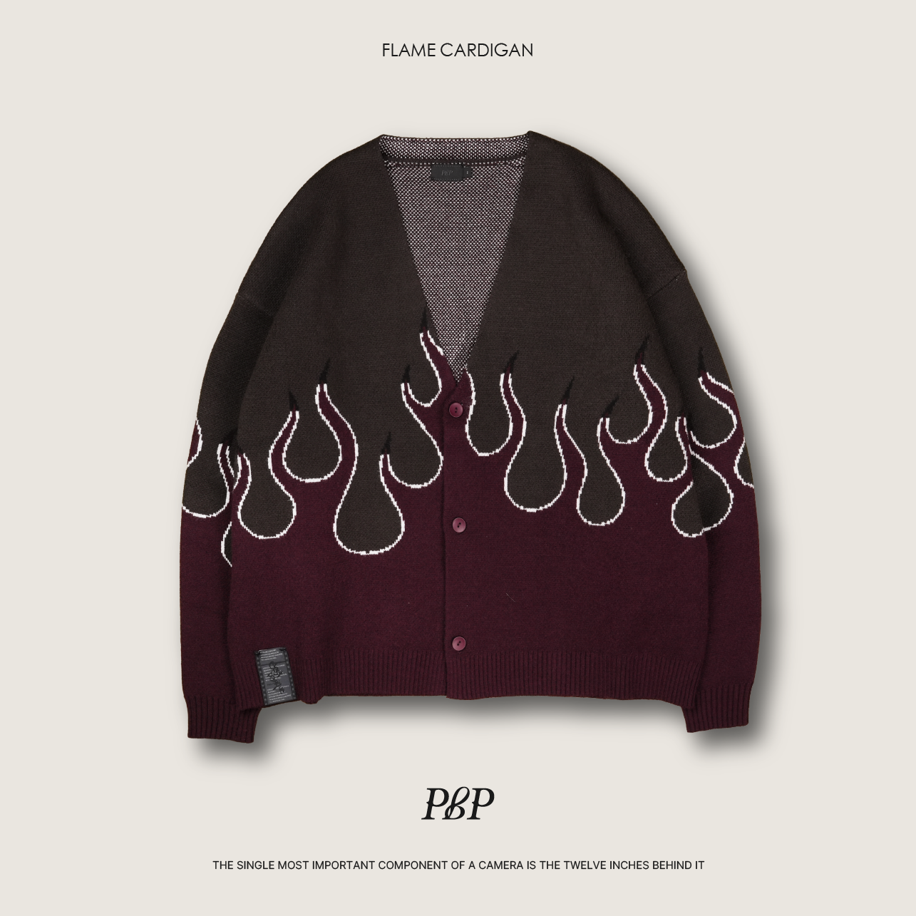 P.B.P - FLAME CARDIGAN  - BURGUNDY