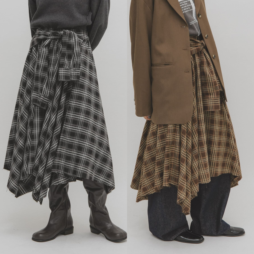 先行特價預購┃日本 KBF 綁結設計格紋裙