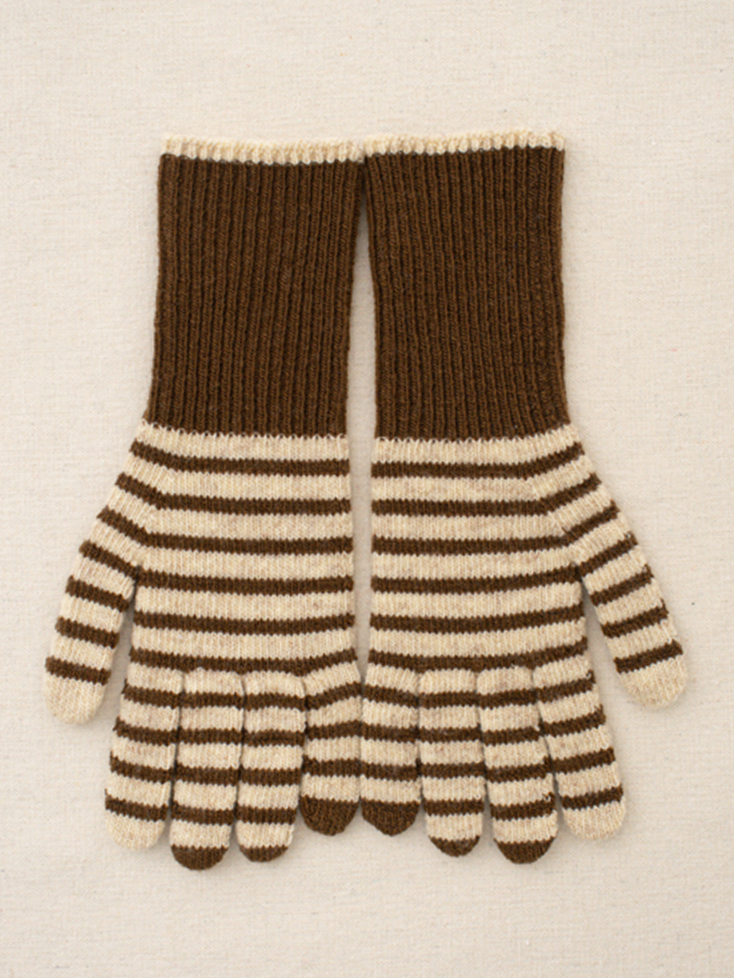 學院感混色條紋毛線長手套(可使用智慧型手機)