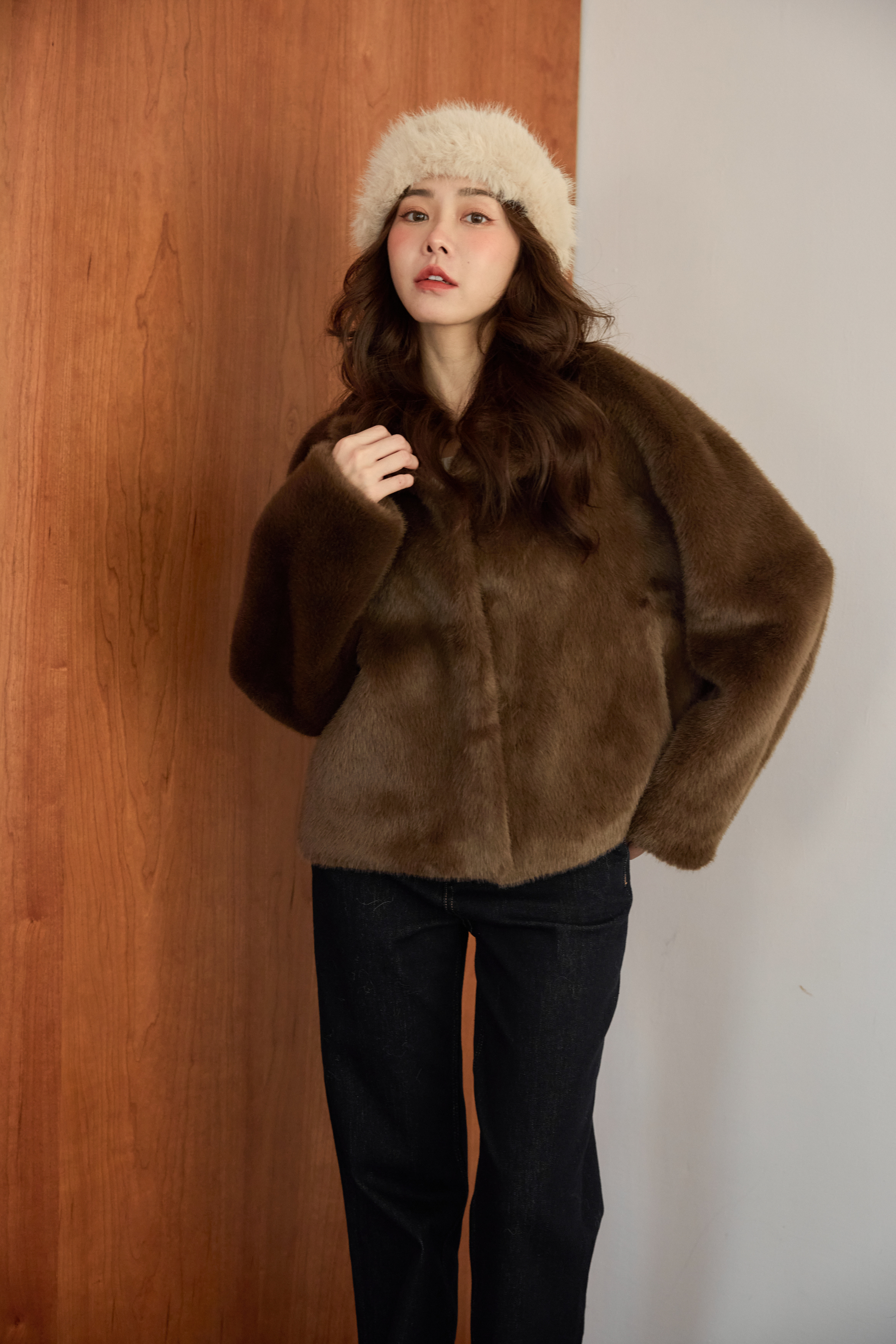 咖色泰迪熊毛毛外套