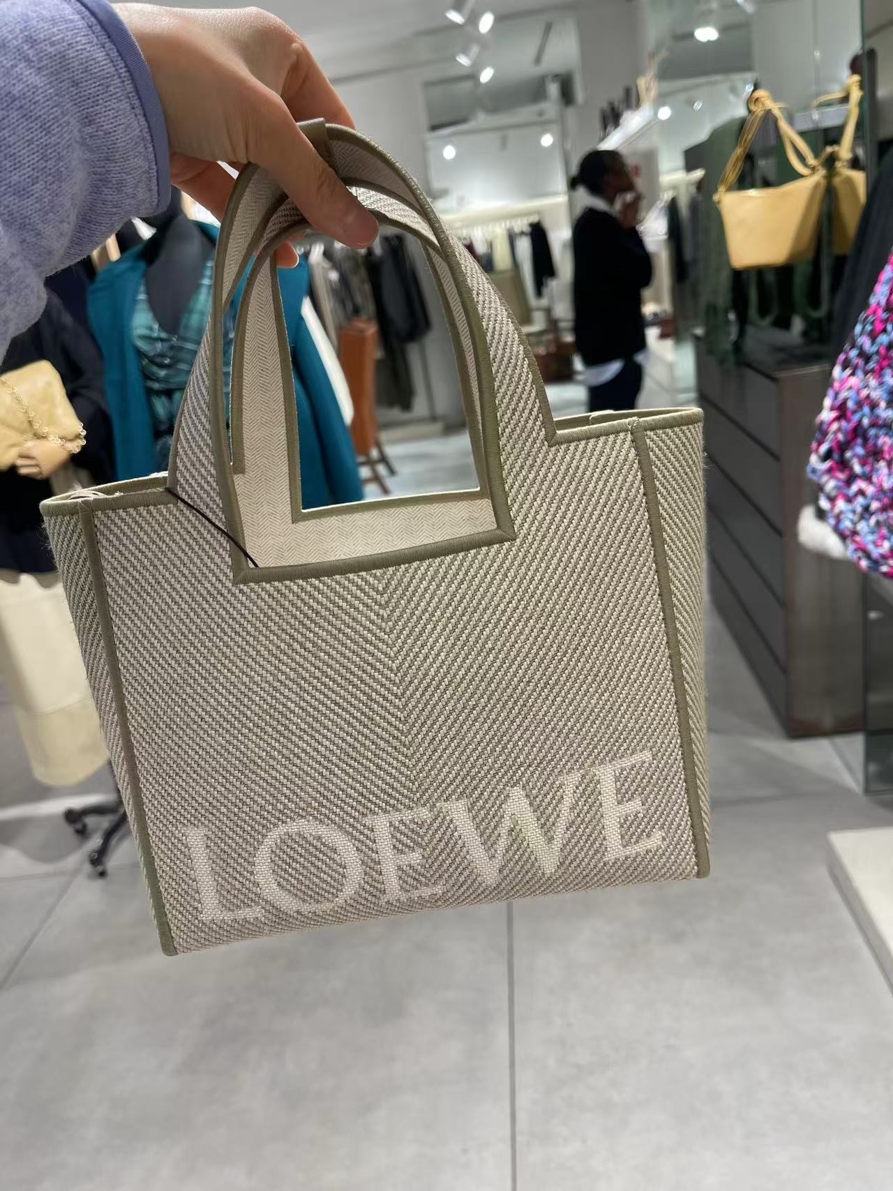 Loewe Font Small Tote Bag Ecru beige