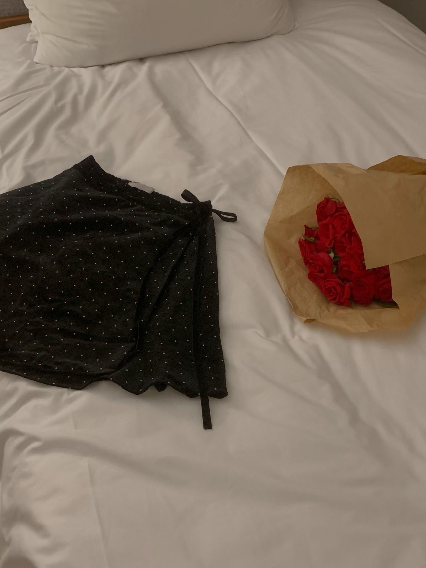 Velvet dot wrap skirt