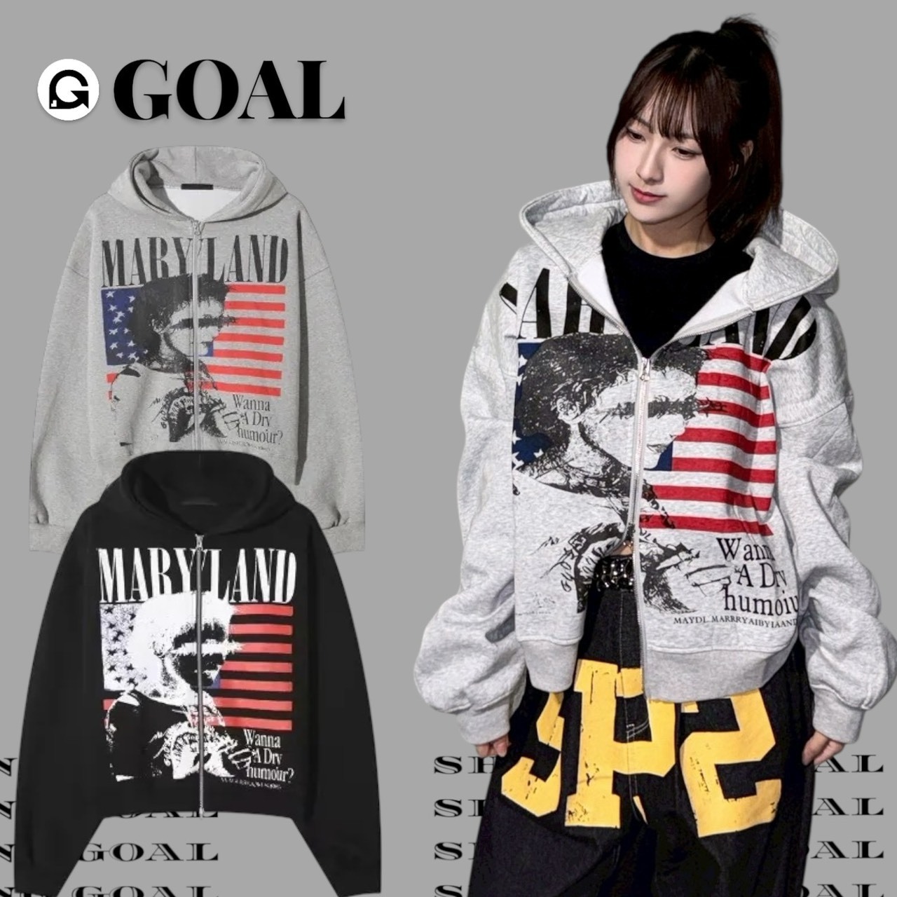 (GOAL) 美國國旗 連帽 棉質外套 男女款