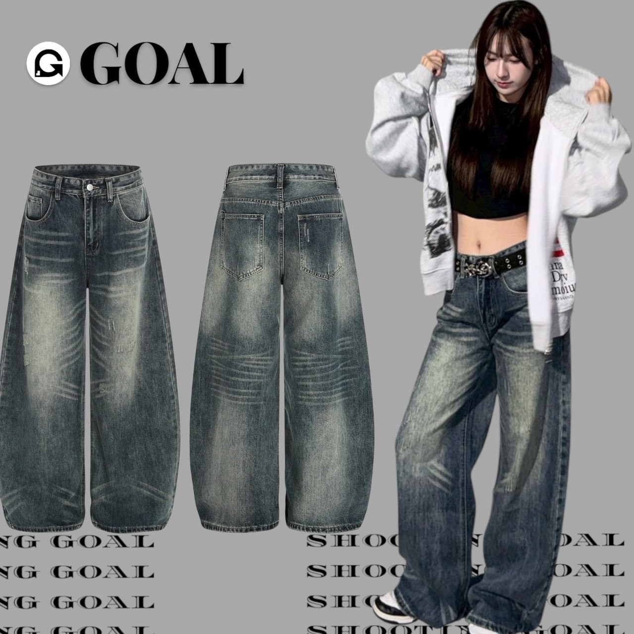 (GOAL) FIVE 美式水洗 刷色直筒牛仔褲 1775