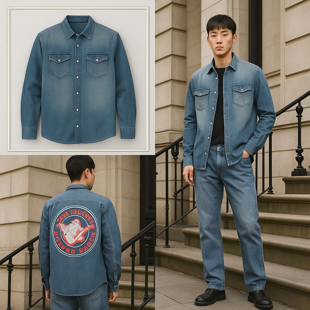 【預購】Q120207 TRUE RELIGION 淺藍色長袖襯衫