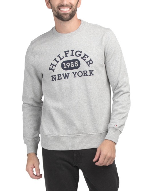 【預購】Q120211 TOMMY HILFIGER Monotype Arch 男士淺灰色圓領衛衣