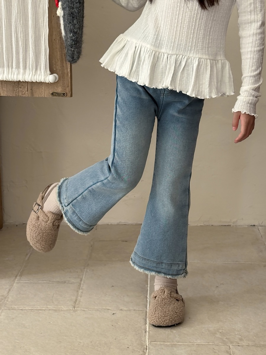 一體絨牛仔喇叭褲