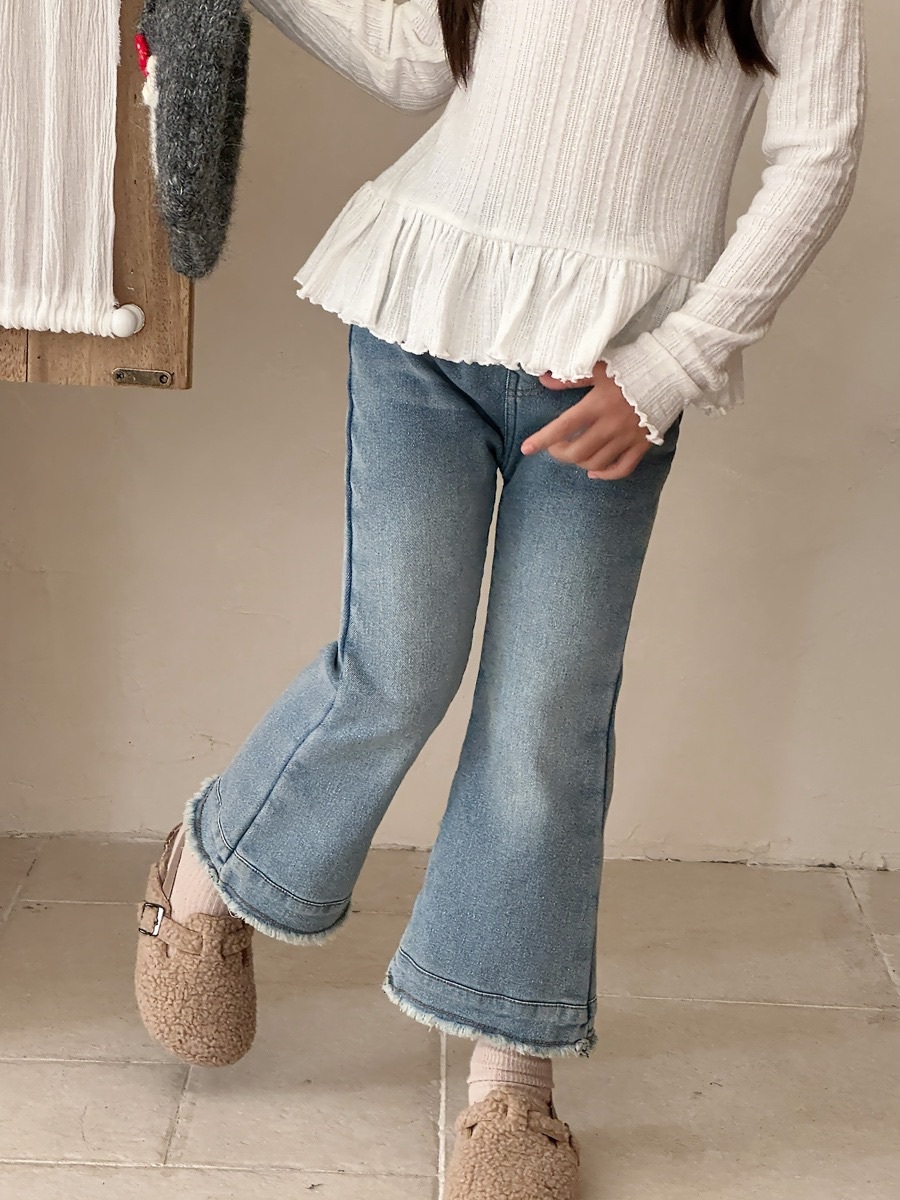 一體絨牛仔喇叭褲