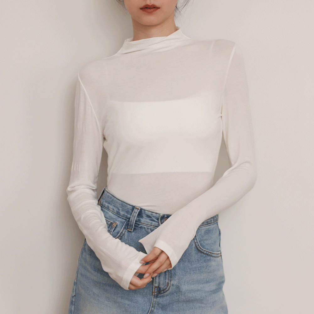 面膜柔感半領打底衣-白