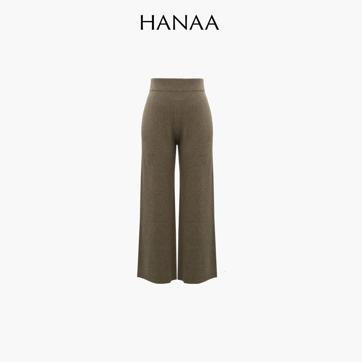 HANAA 新款100%康賽妮羊絨豎條紋寬腿褲