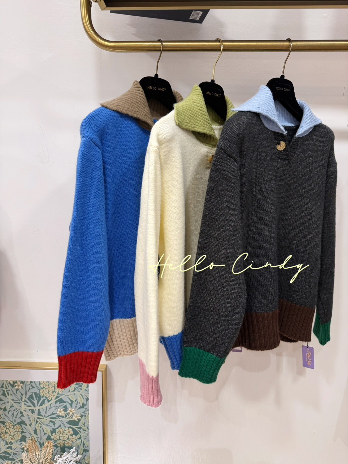 B12018 超可愛的撞色單扣針織衣