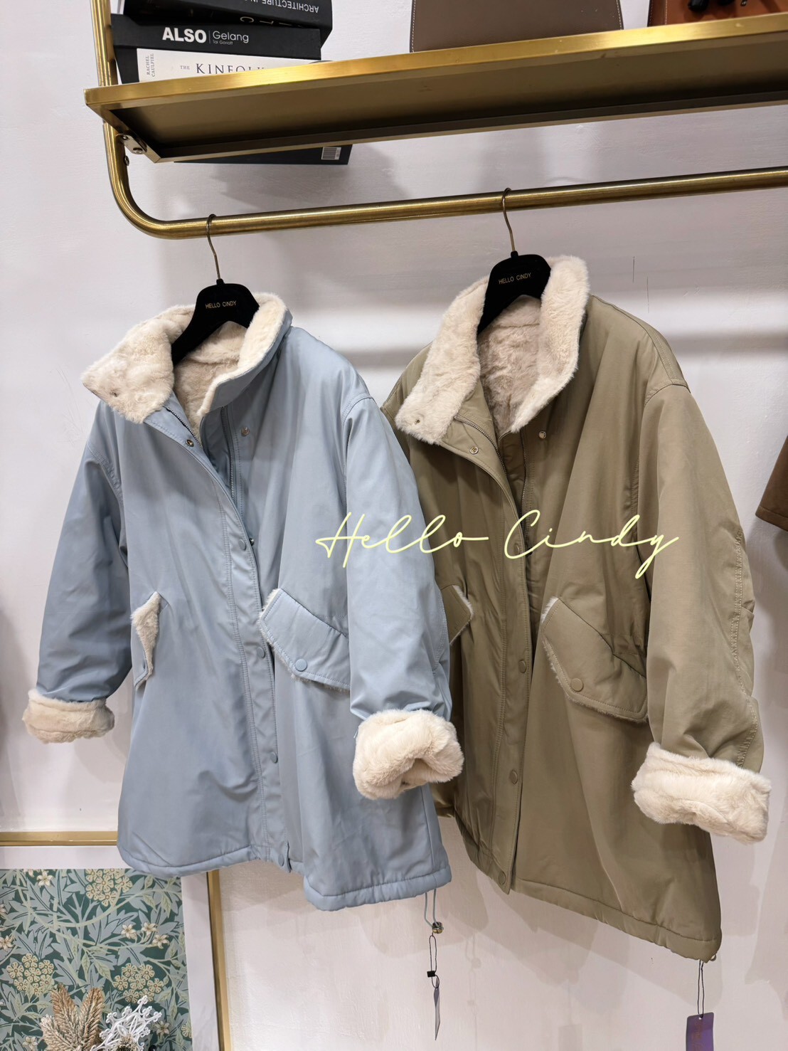 B12010 版型很好的可愛暖呼呼腰抽繩長版外套