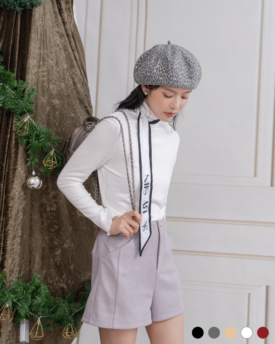 百搭木耳邊磨毛打底上衣