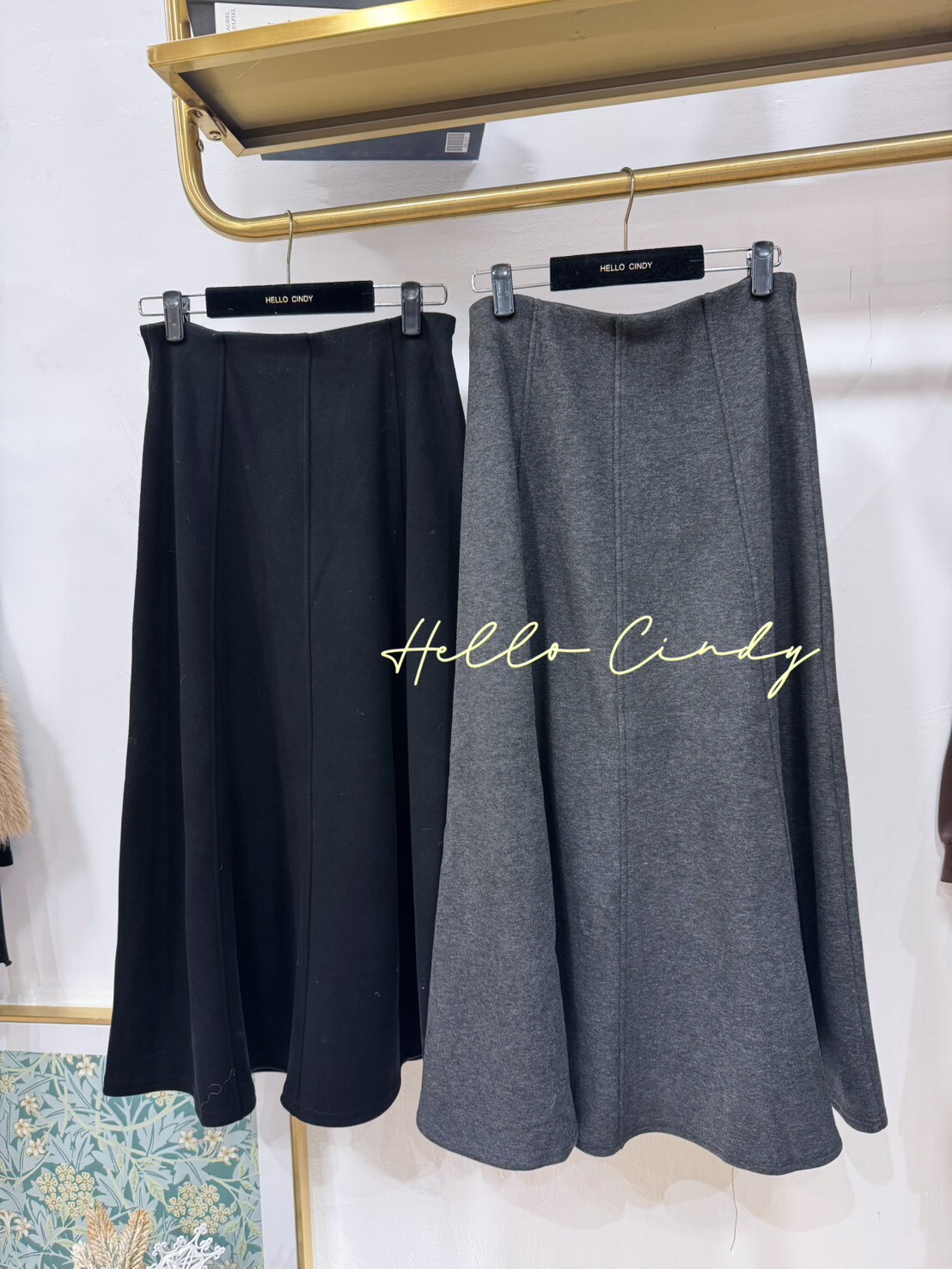 B12025 你們一定會很喜歡的超顯瘦微毛感八片拼接A字裙