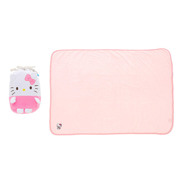 日本MARUSHIN Hello Kitty 70×100cm 毛毯連束口袋 -879018