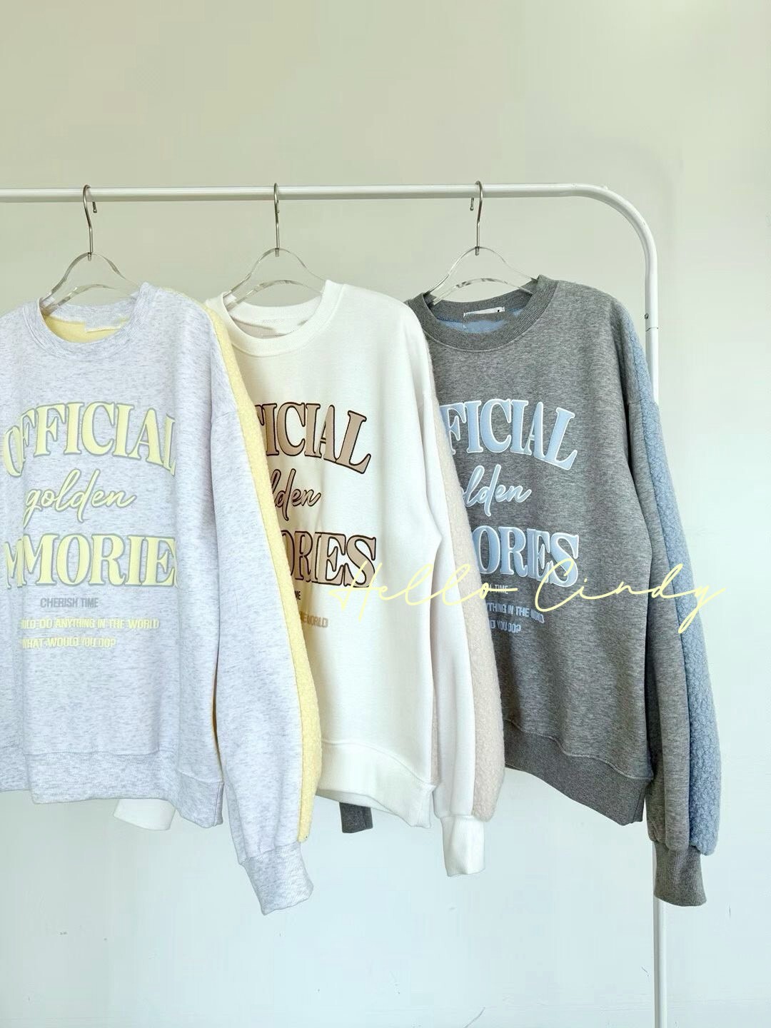 B12004 韓國甜美馬卡龍色重磅拼接QQ 毛大學T