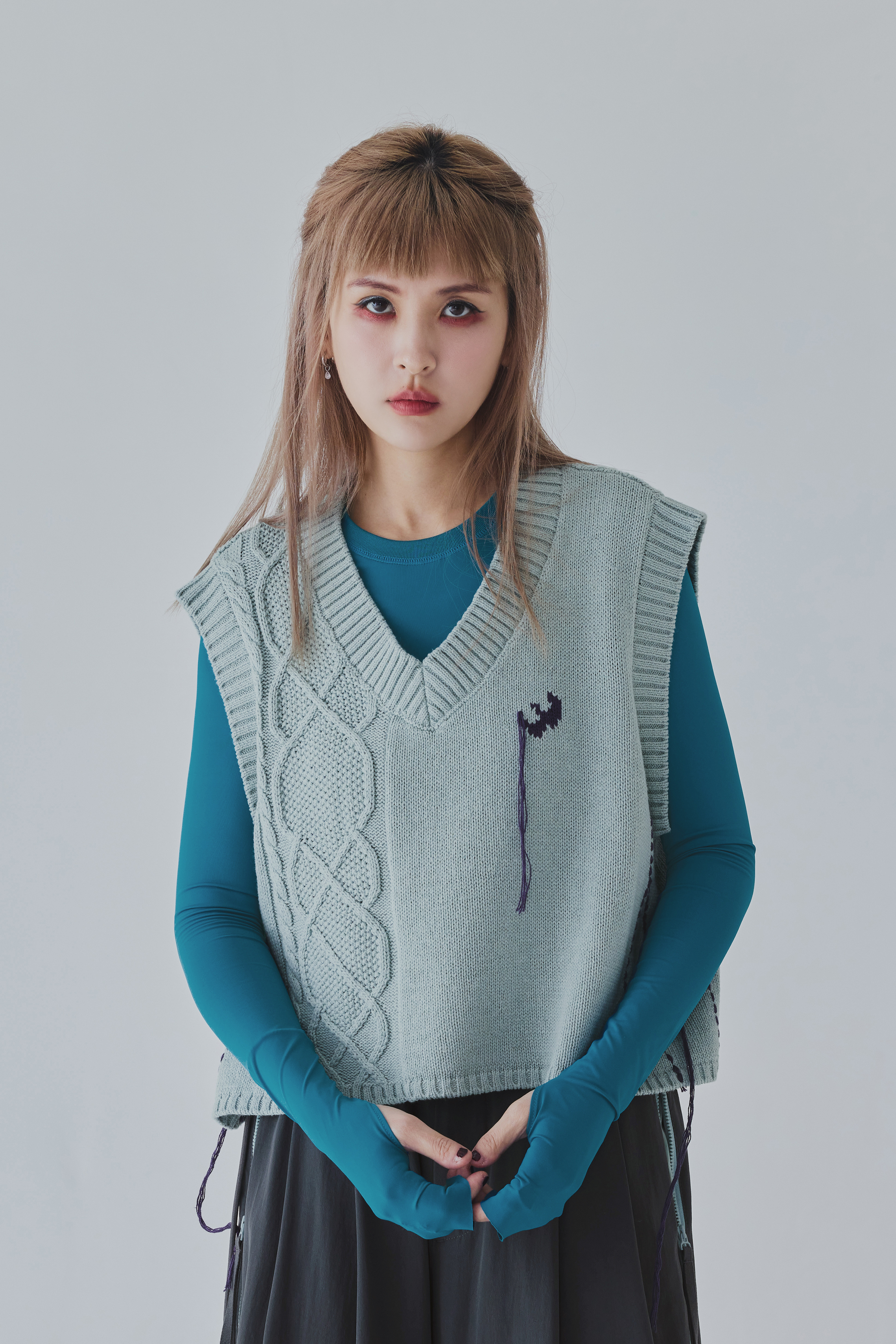 Chunky Cable Vest｜Fern Green