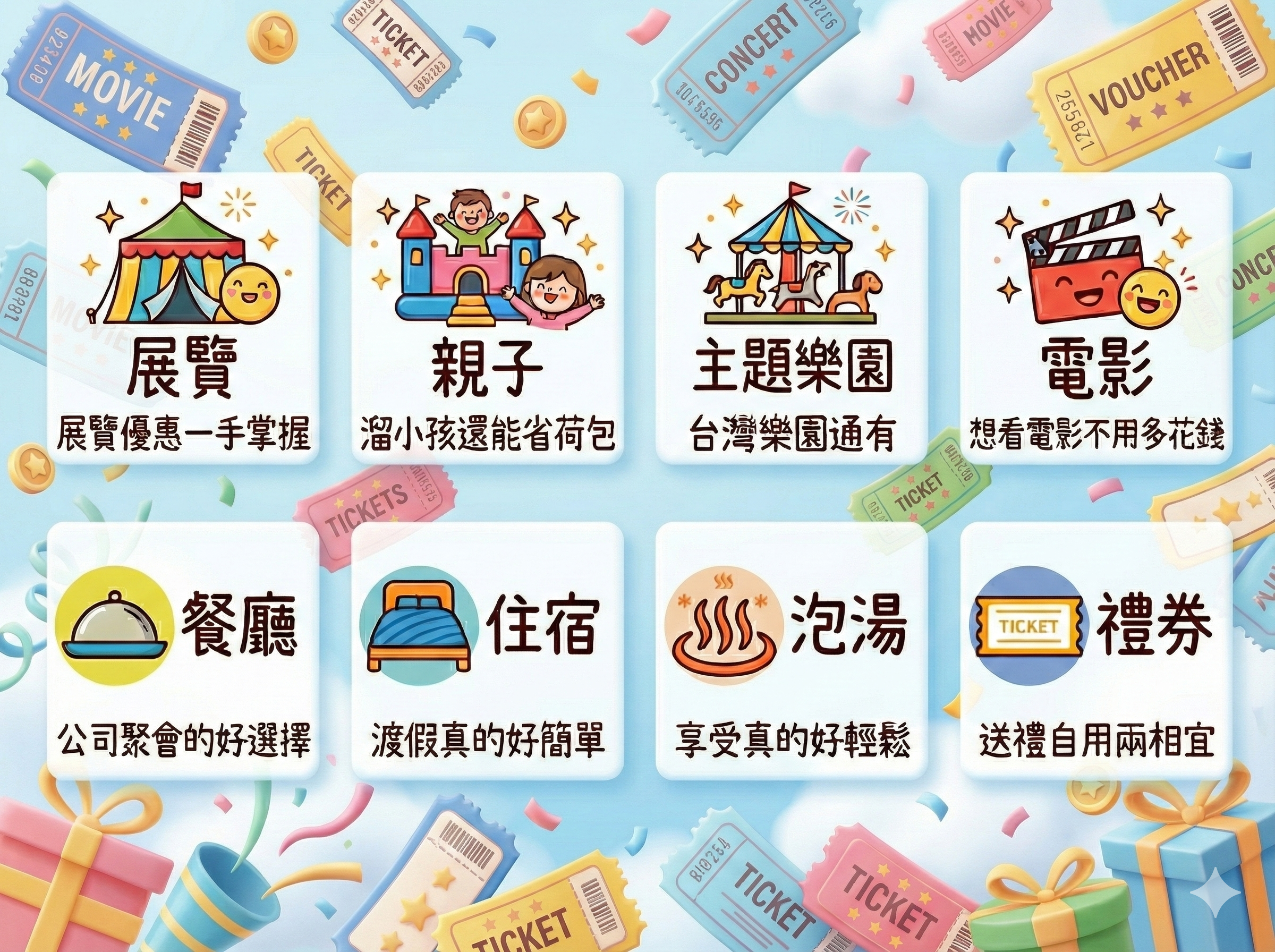 販售各式優惠票券