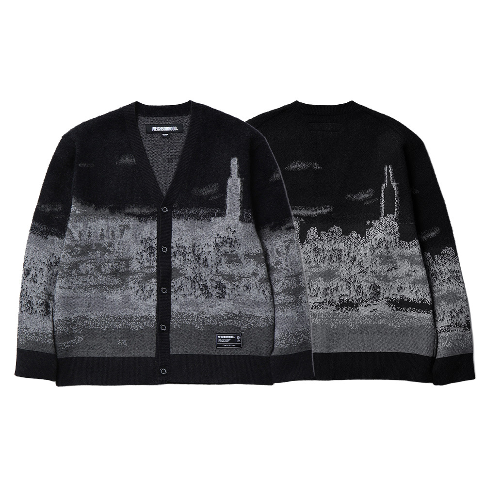 NEIGHBORHOOD JACQUARD CARDIGAN 針織開衫 黑 252TGNH-KNM01
