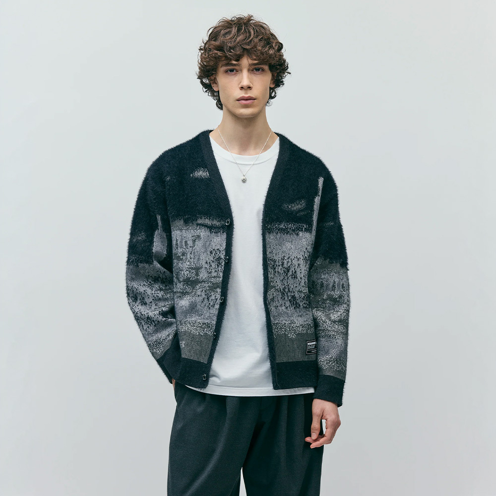 NEIGHBORHOOD JACQUARD CARDIGAN 針織開衫 黑 252TGNH-KNM01