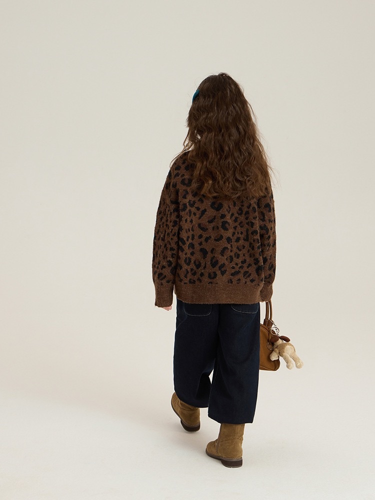 復古豹紋加厚針織上衣