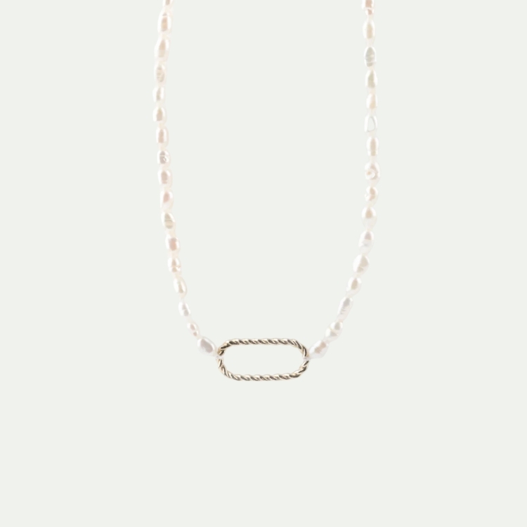 麻花邊長方造形與珍珠鍊條自由選24k項鍊