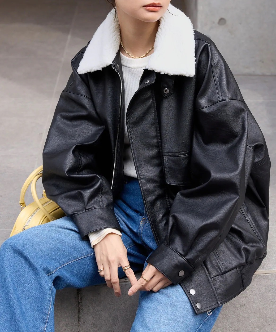 雙12限定價🔥 日本 MONO MART 毛絨立領皮外套