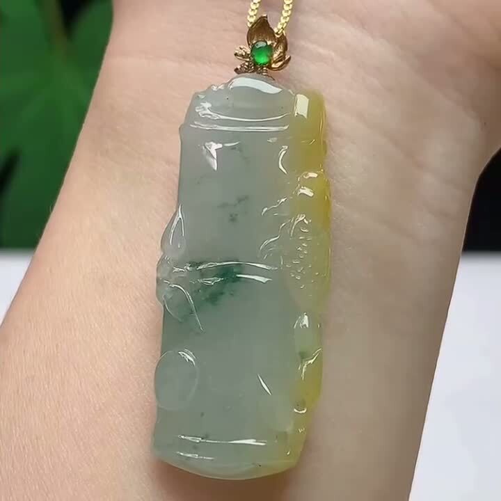 翡翠飄黃竹節,天然翡翠A玉, 緬甸玉, Jade, Jadeite