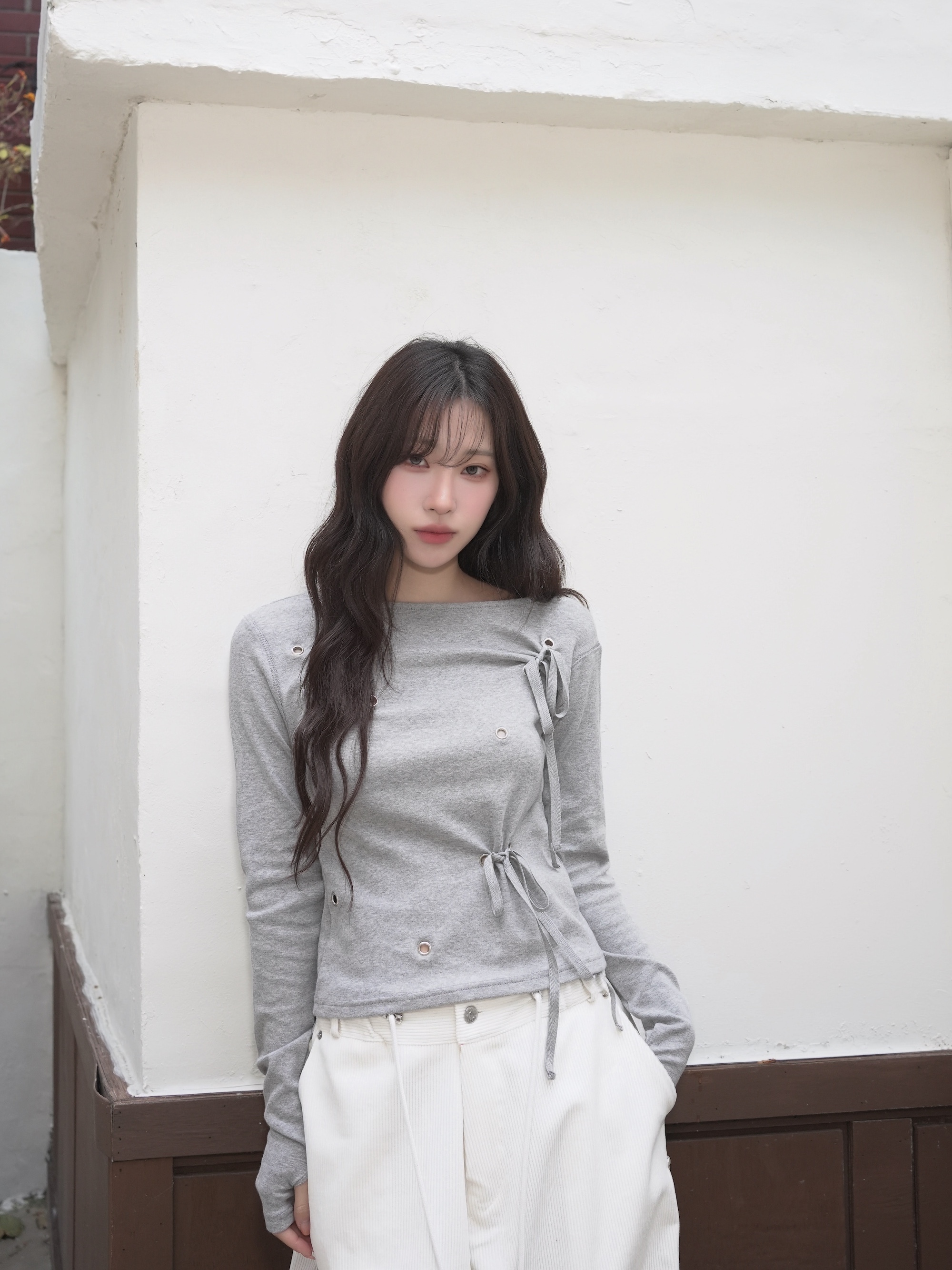 不對稱綁帶設計感上衣