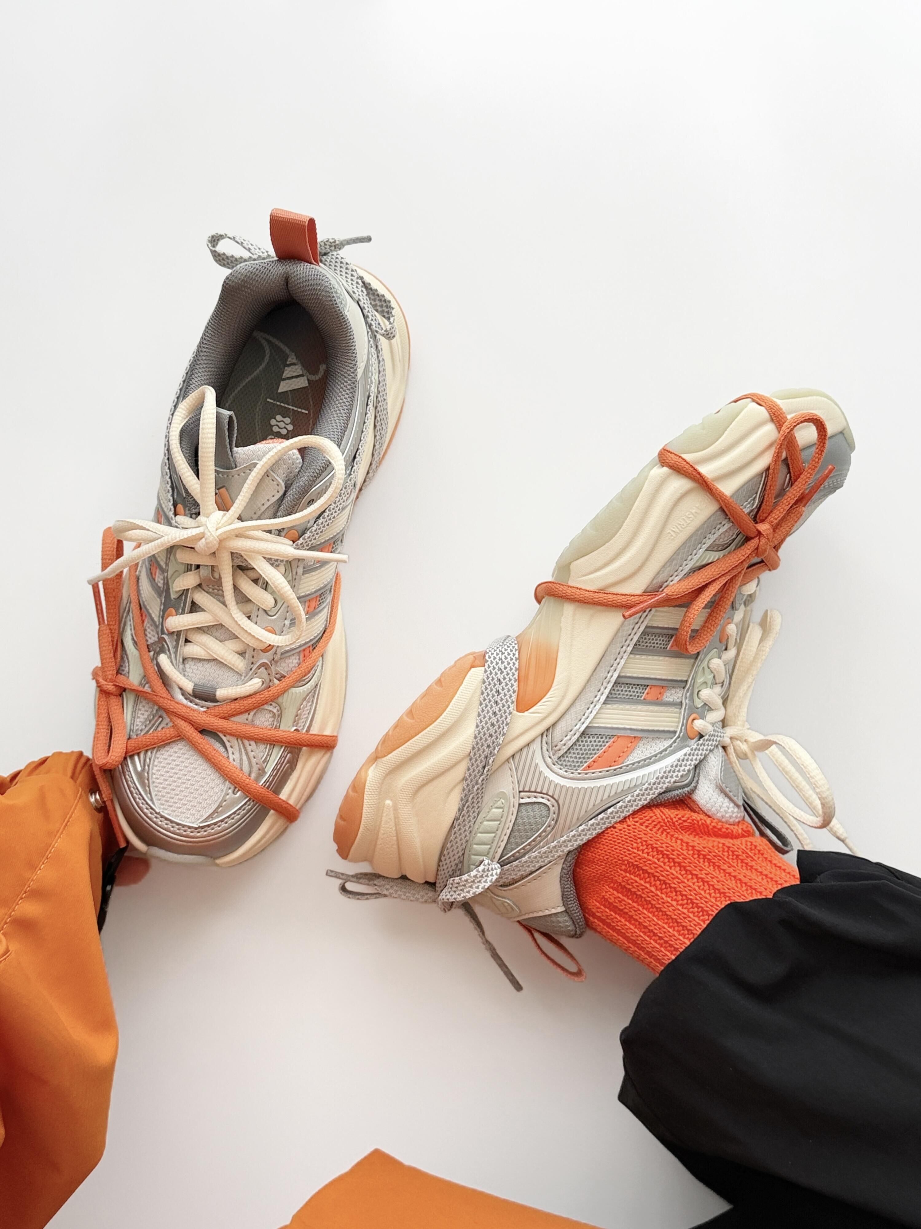 Adidas XLG FIN PULSE 銀灰色 橘色 奶油底 厚底 復古 慢跑鞋 老爹鞋 KI1865/預購