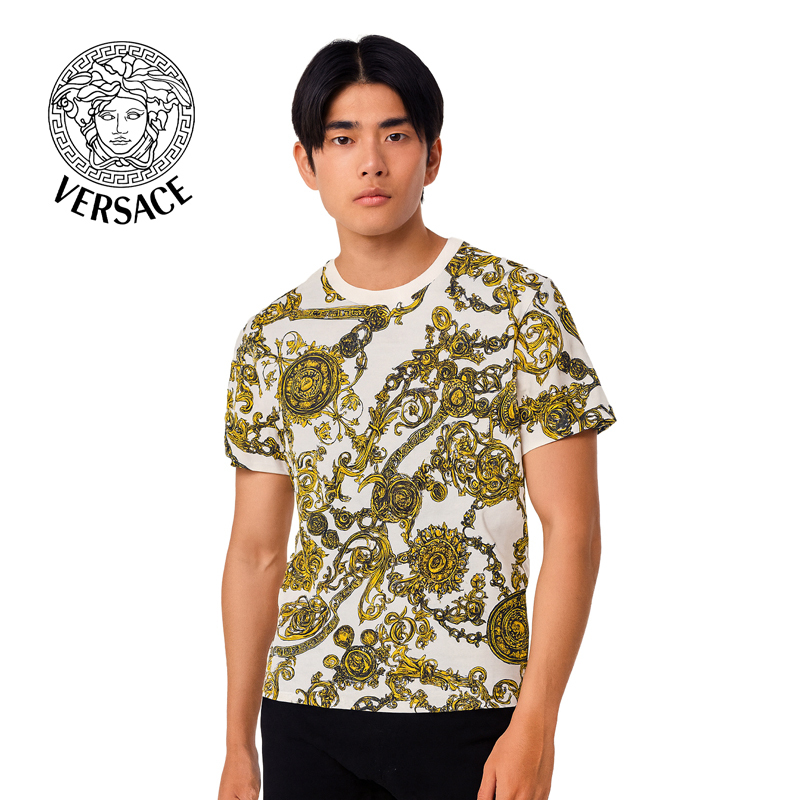 【Versace 凡賽斯】VRS-B018-1-金花白T (XS)