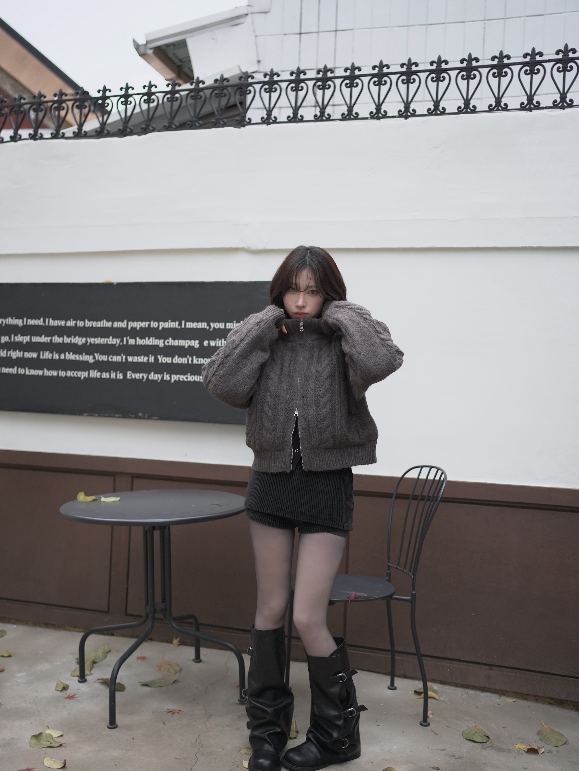 重磅羊毛立領麻花外套