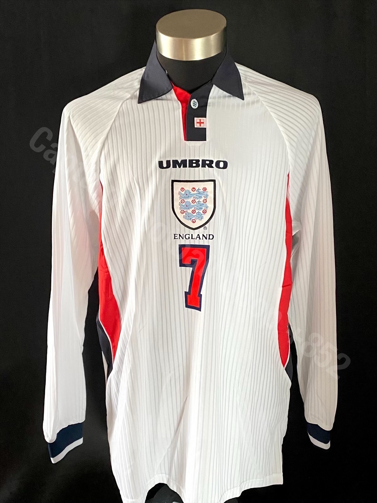 (Match Issue) England 1997-1999 Umbro L/S Home Match Issue Shirt #7 BECKHAM